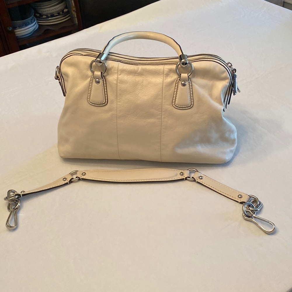 Coach Kristin 14782 Cream Leather Satchel Purse Bag - Picture 4 of 16
